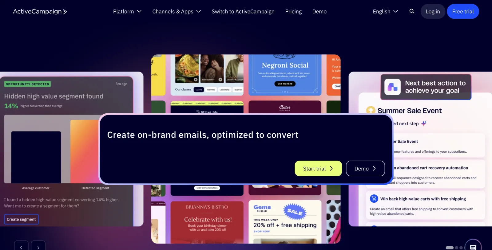 ActiveCampaign homepage