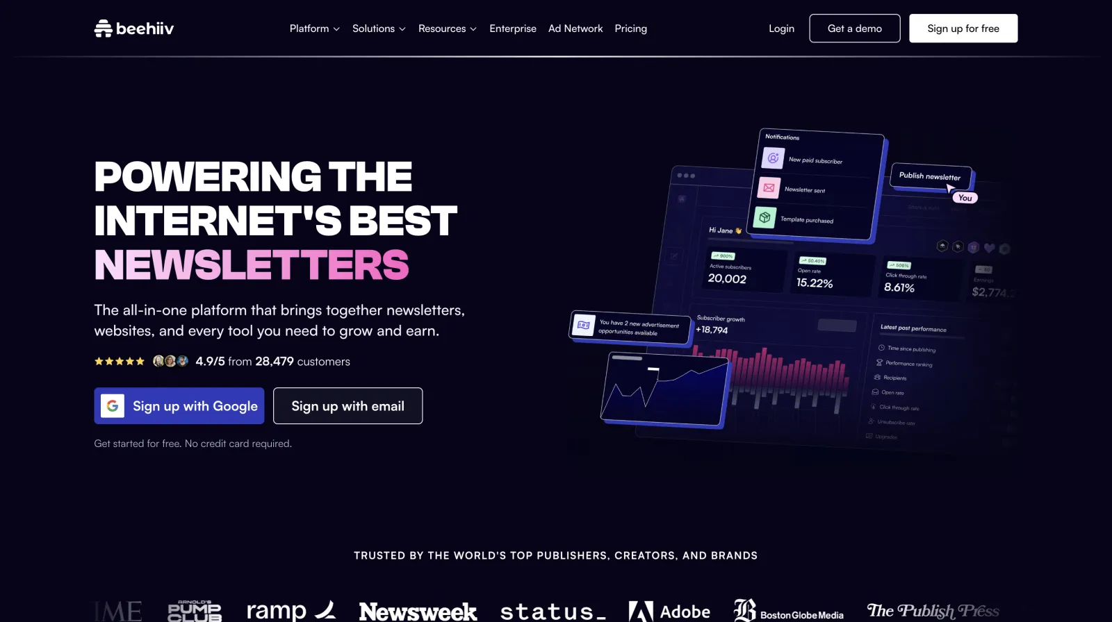 Beehiiv homepage