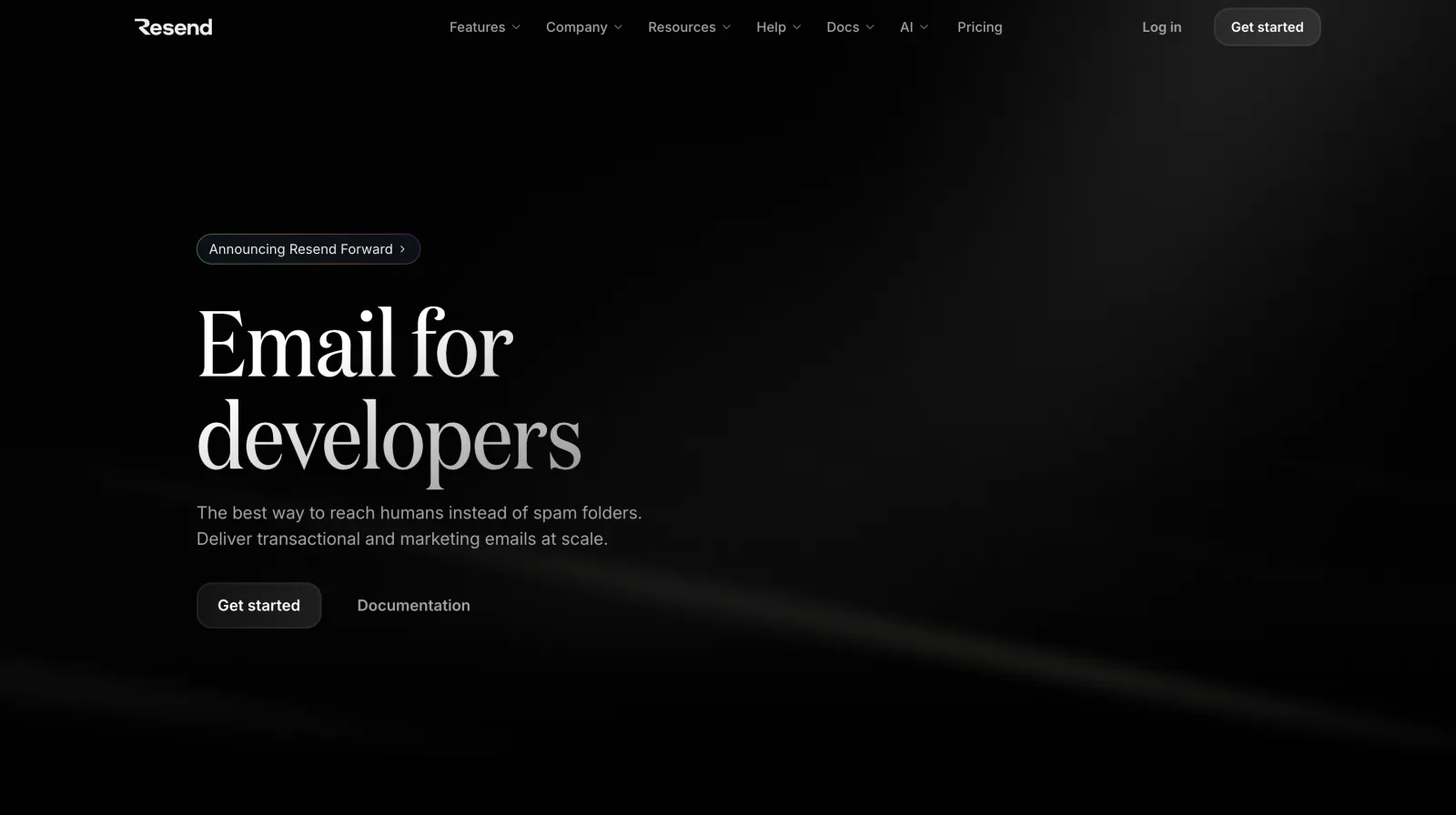 Resend homepage